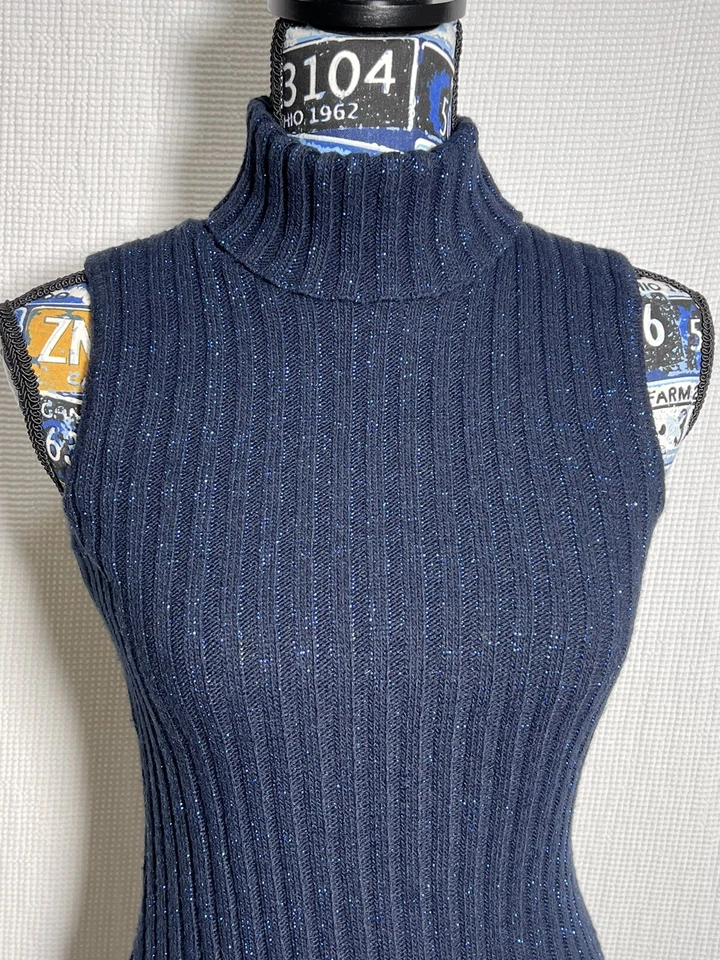 G.A.S. CO Sweater Dress Bodycon Sleeveless Black W/Blue Sparkle (sz Sm-Med) (369 - Image 2 of 4