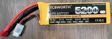 2X TCBWORTH 11.1V 5200mAh 60C 3S Lipo Battery with EC5 and XT60 Connector