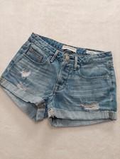 Bullhead Denim Co. Womens Denim Shorts Girlfriend Roll Cuffed Distressed Size 27