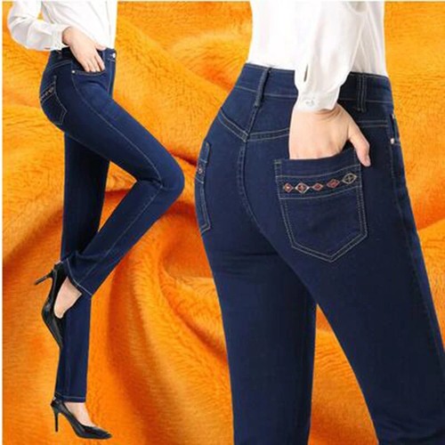 JEANS DONNA FELPATO IMBOTTITO PILE INVERNO ELASTICIZZATO | eBay