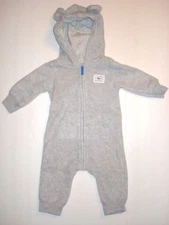 Carter's Baby Boys' Racoon Hooded Fleece Coverall Gray Size 3 Months PRE