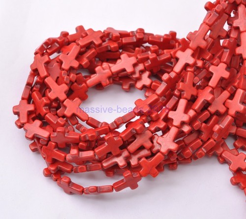 Cuentas espaciadoras cruces laterales turquesa howlita 16""1 hebra 15x12 mm u eliges color - Imagen 11 de 24