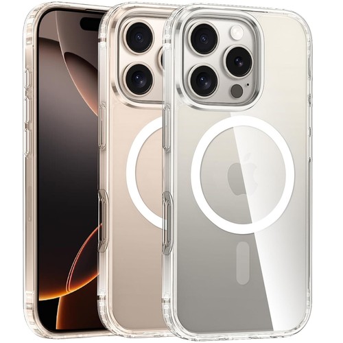 Magnetic Case for iPhone 16 Pro Max 15 14 13 | Clear Back Shockproof Protective - 第 1/5 張圖片