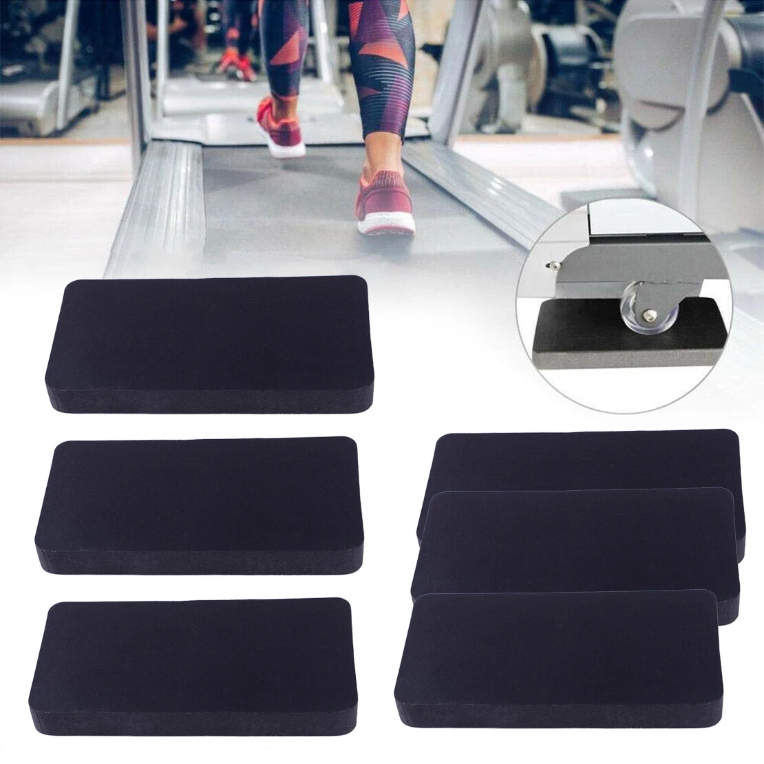 6x Non Slip Shock Absorbing Treadmill Mat Cushion Pad Sound Insulation Exercise