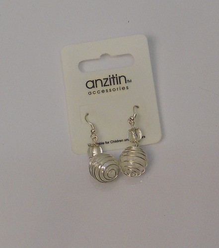 ANZITIN Ladies Wired Ball Earrings Drop Dangle Silver Tones Hook Fasteners - Picture 11 of 12