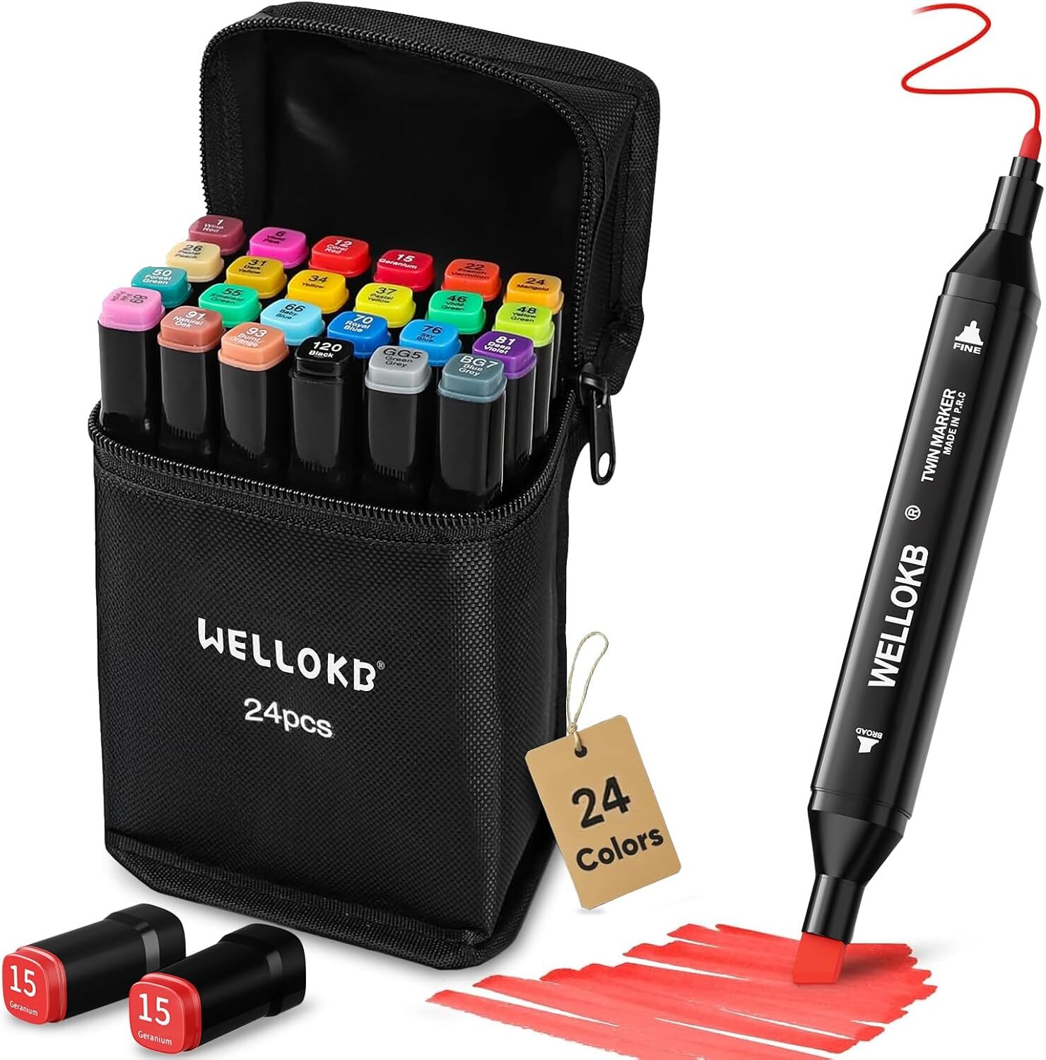 24-Color Dual Tip Art Markers for Sketching & Coloring