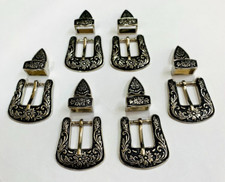 6 pcs, 3 piece western buckle set leather belt initial buckle Antique Set 20mm