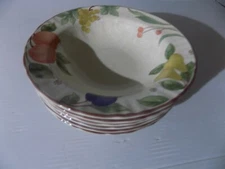 6 Mikasa FRUIT PANORAMA 5 Rim Soup Bowls-Country Classics 