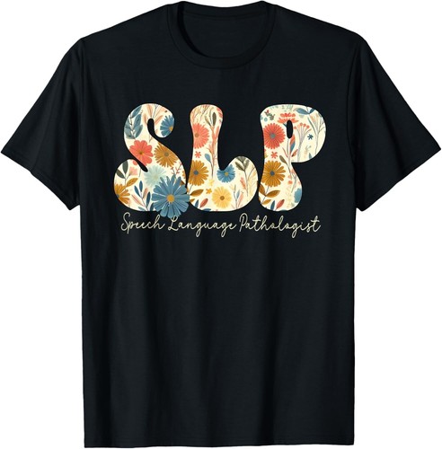 Vintage Floral SLP Speech Therapy Retro SLP OT PT Team T-Shirt S-5XL