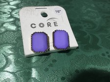 Rectangle Faceted Lavender Earrings Fashion Jewelry NWT Old Stock