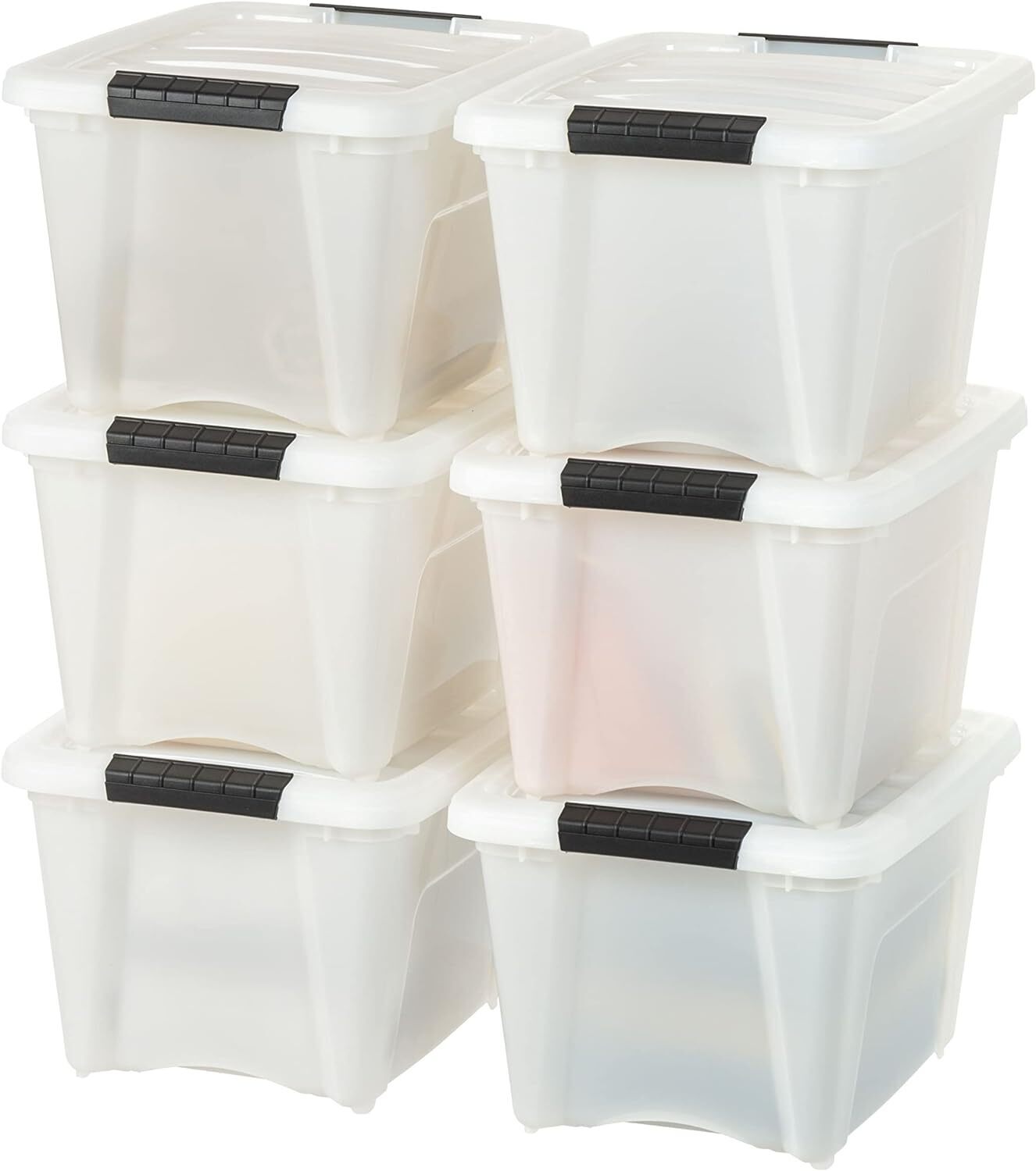 Stackable Nestable Plastic Storage Bins with Secure Latches and Pull Handles
