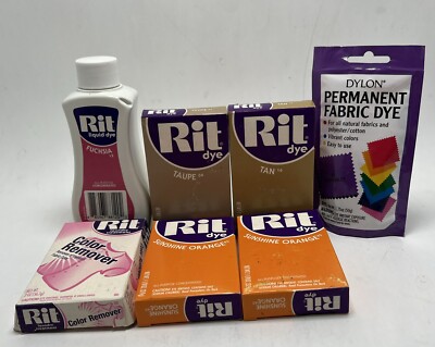 Lot 7 Vintage RIT Instant Dye Dylon Original Box Boxed 6 dye 1 color remover