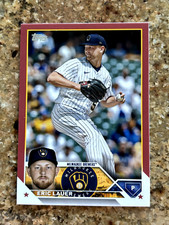 ERIC LAUER 2023 Topps Baseball Series 1 Mother’s Day Hot Pink 18/50 #109 Brewers