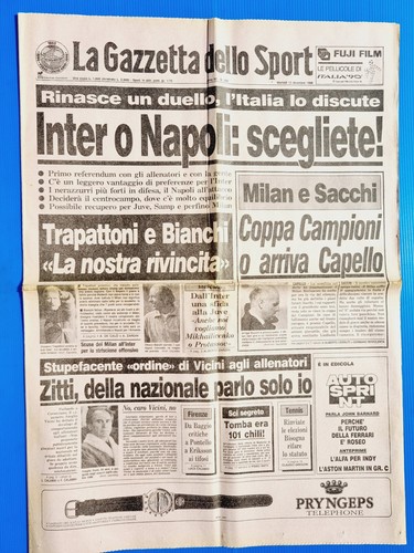 Gazzetta Dello Sport Du 24 Octobre 1988 - Milan, Napoli, Genoa, Baggio, Inter - Original