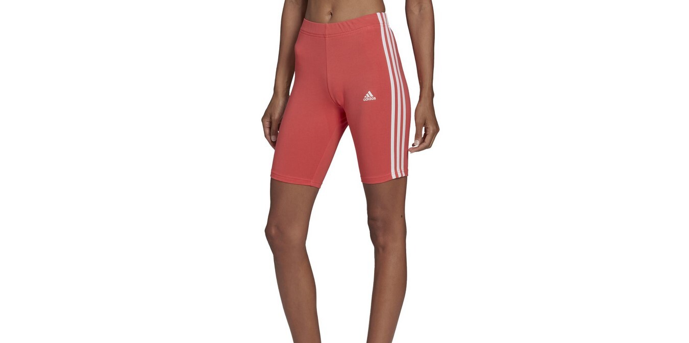 велосипедные шорты adidas Womens Essentials в 3 полосы, полу-Турбо/Белый