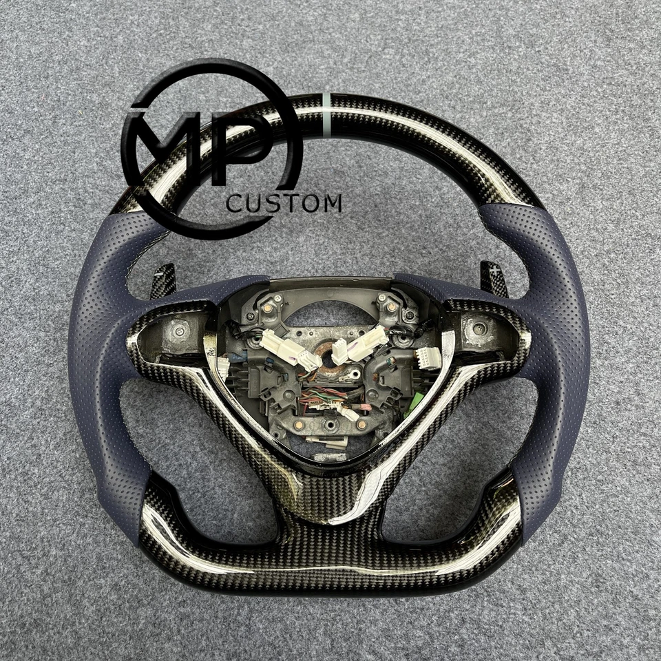Volante de fibra de carbono real con paletas personalizadas apto para Acura TSX 2009-2014 Foto 2 de 4