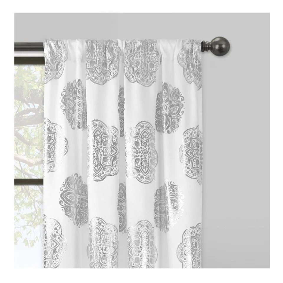 "Nuevo panel cortina ventana ventana Mainstays Medalion lámina/marfil/plateado 40""x84""" Foto 3 de 4