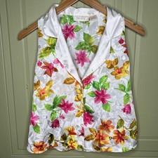 VTG Victoria Secret Gold Label Floral White Top Blouse Size P Measurements DESC