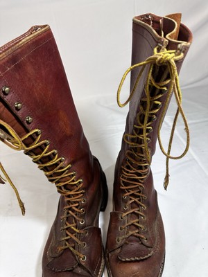 Vintage Wesco Highliner Lineman Logger Brown Tall Boots Soft  display picture 3