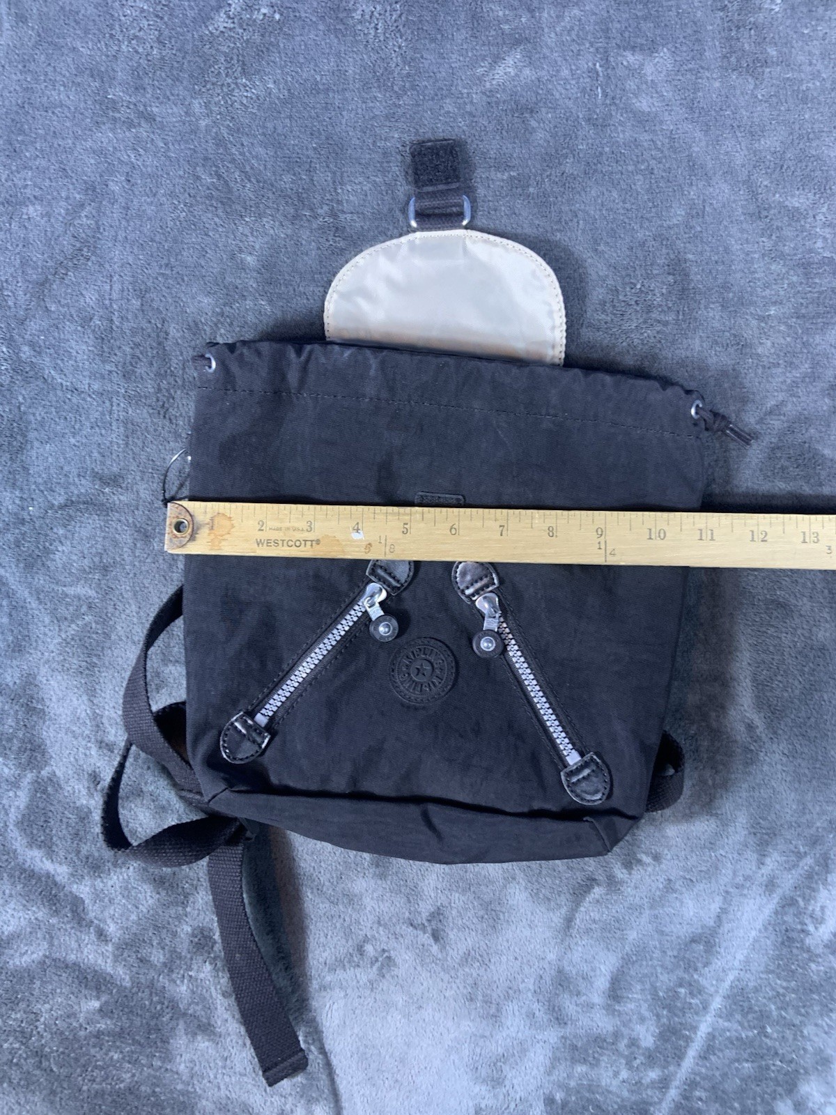 Vtg Kipling Black Mini Backpack Drawstrings - image 6