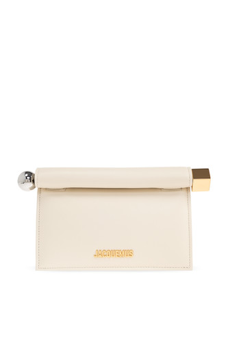 JACQUEMUS Rond Carre Small Cream Leather Clutch Bag New & Authentic