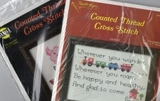 2 Needle Magic Counted Cross Stitch Kits "WANDER"809 & "STUFFETH" 707 BOTH 5"X7"
