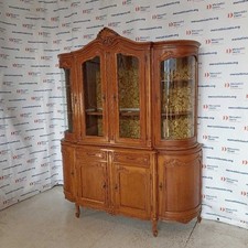 Vetrina Antica a Doppio Corpo Stile Barocco Legno Intagliato Italia Inizi 900