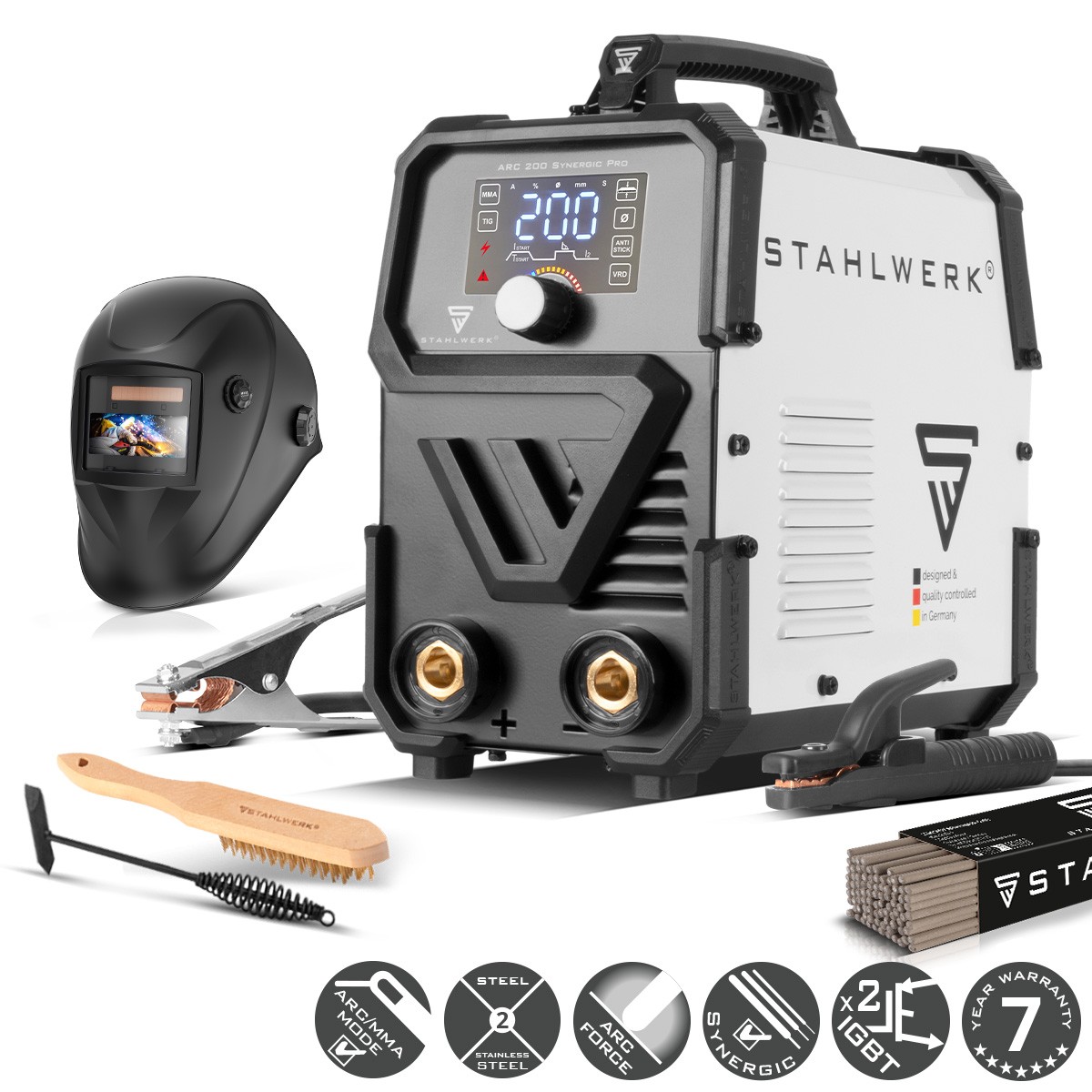 STAHLWERK ARC 200 Synergic Pro full equipment fully synergic MMA Lift-TIG 200 A