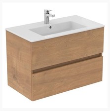 800mm Ideal Standard Eurovit+ Oak Wall Hung Vanity Unit with Single Tap Sink