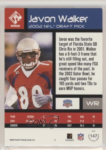 Pacific Private Stock Reserve 2002/80 Javon Walker #147 novato radiocontrol - Imagen 2 de 3