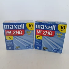 MAXELL 1.44 MB Floppy Disks MF 2HD  3.5 Inch Lot Of 19 Pack opened, clean