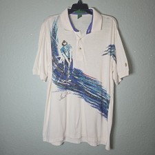 Vintage 1980s Munsingwear Grand Slam Penguin Polo Shirt Colorful Sz L Golf
