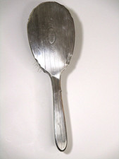 Antique International Sterling Silver Hair Brush Etched Monogram 10" L,