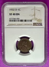 1932 D 1c Lincoln Wheat Cent NGC XF40BN (004)