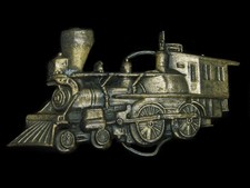 UE11107 VINTAGE 1970s CUT-OUT  STEAM ENGINE TRAIN  RAILROAD BRASSTONE BUCKLE