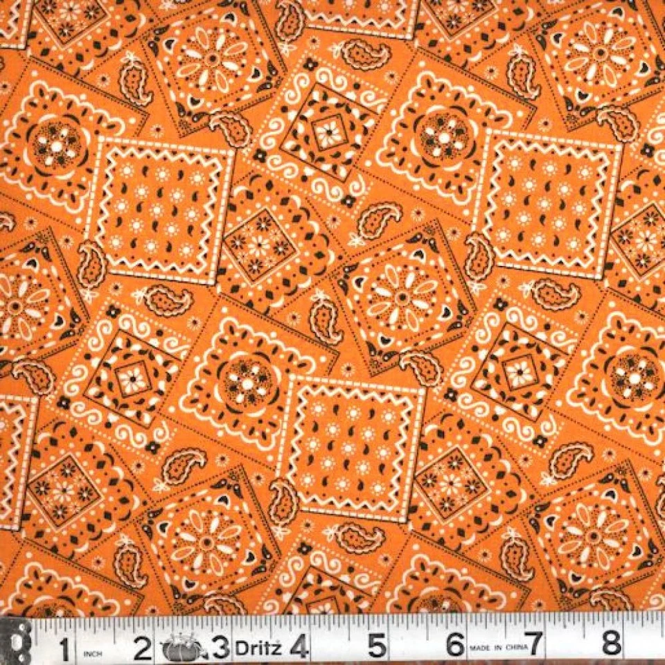 Blazin Bandana Orange Fabric Fat Quarter 18" x 22", Quilting - Image 2 of 2