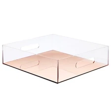 Rose Gold Acrylic Letter Tray, Office Desk Organizer for Documents, 10.5x12x3 In
