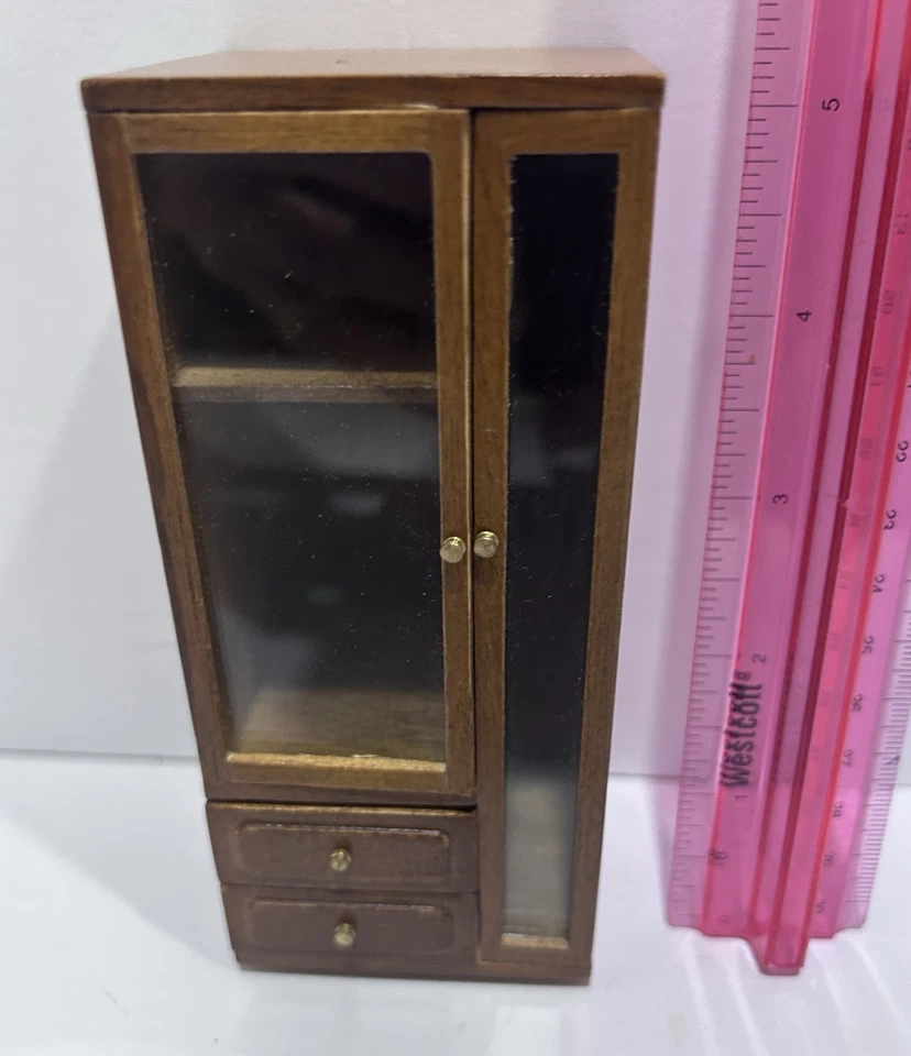 BESPAQ CASA DE MUÑECAS FINA MINIATURA AMOIRE ARMARIO ARMARIO WADROBE NOGAL # 8904 Foto 3 de 4