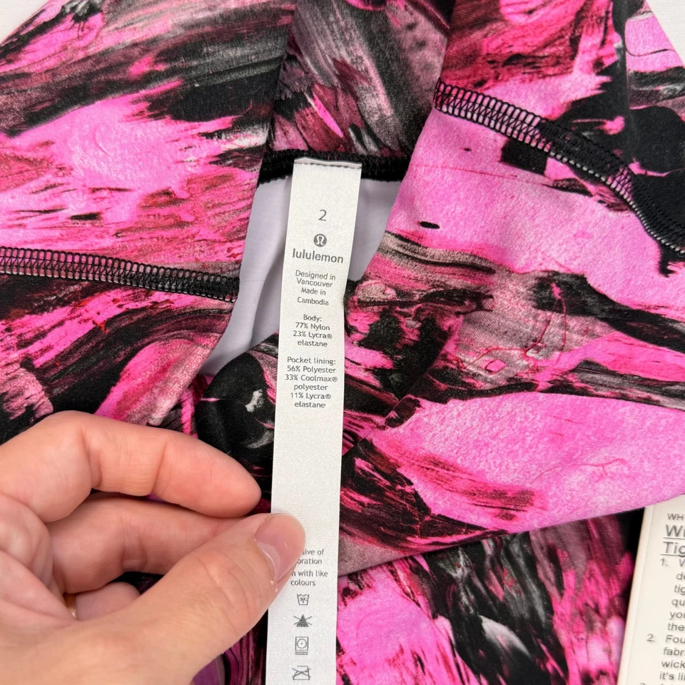 "Nuevo Leggings LULULEMON Talla 2 Wunder Train HR Apretados 25"" Rosa Estampado Abstracto" Foto 4 de 4