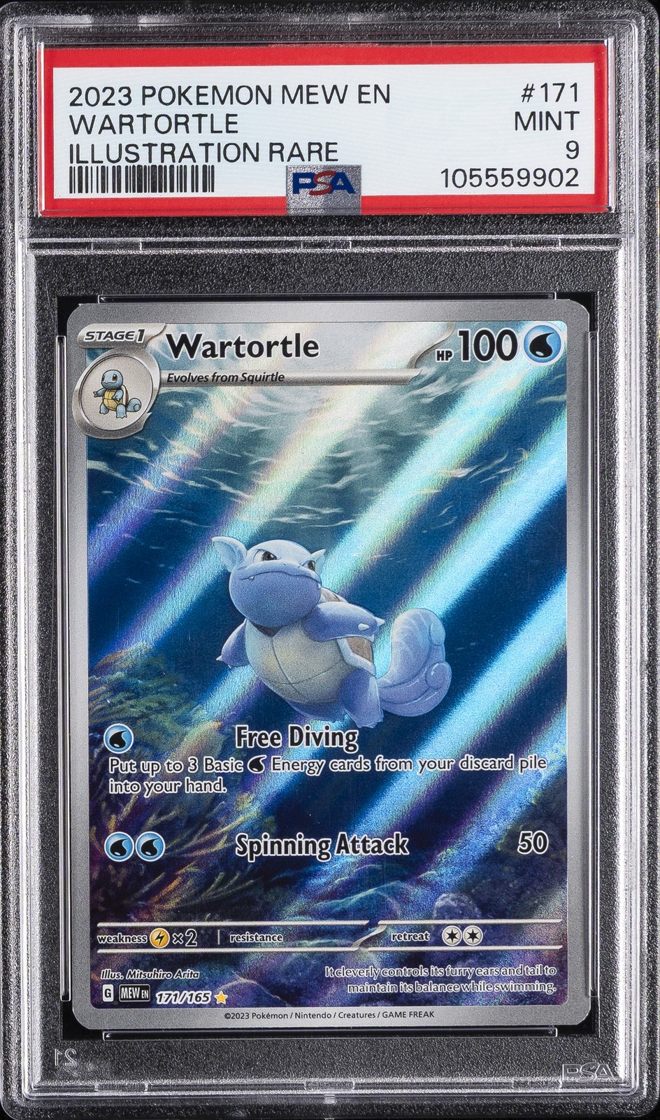 2023 POKEMON MEW EN-151 ILLUSTRATION RARE #171 WARTORTLE PSA 9