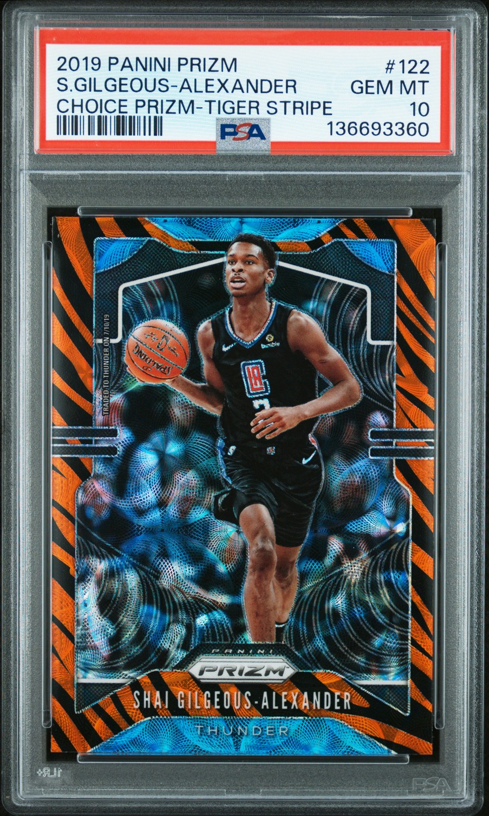 2019 PANINI PRIZM CHOICE PRIZM-TIGER STRIPE #122 SHAI GILGEOUS-ALEXANDER PSA 10
