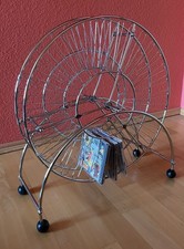 Vintage CD Ständer Rad aus Metall drehbar dekorative Aufbewahrung Silber 90er