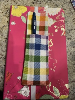 Plaid Fabric Multicolor Pen Holder for Journals, Books, Planners, I have 2..$8 e