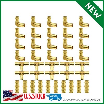 40pcs 1/2'' PEX Fittings, PEX Brass Crimp Fitting Combo with Tees''T'', Elbows, Cou