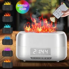 400ml Aroma Diffuser Humidifier Bluetooth Speaker Clock Alarm 7Color Light Flame