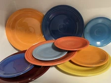 10pc Fiesta Ware Mix Lot, 5 Dinner Plates, 5 Salad Plates, wear or imperfections