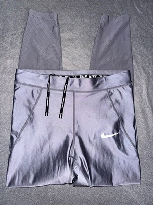 Nike Womens POWER Speed TIGHT FIT Size Medium 7/8 Running Tights BQ5939-056 Gray