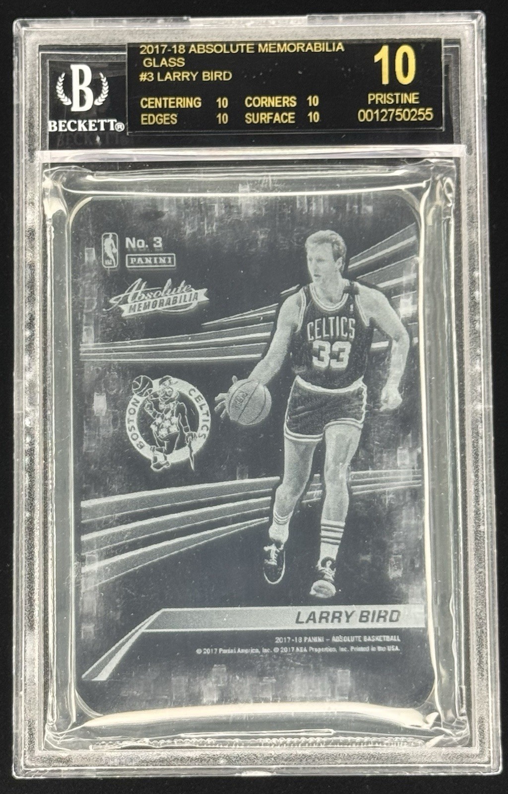 Larry Bird BGS 10 Black Label Glass 2017 Absolute Memorabilia #3 Celtics view 2