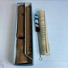 Vintage ALPINE  F Alto Wood Recorder Chart Cleaning Brush Germany