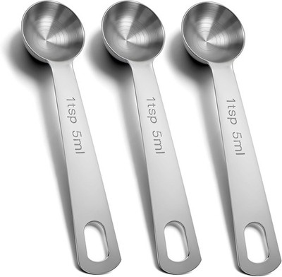 1 Teaspoon Measuring Spoons 3Pcs Stainless Steel Short Design Kitchen Tools for